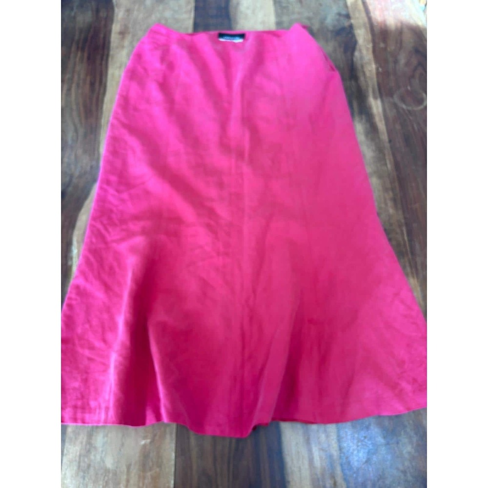 JONES NEW YORK skirt women 12 pink silk linen blend midi a-line flared preppy